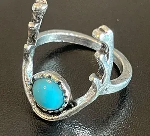 Turquoise stone antler ring size 5.5 thumbnail 3