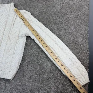 J.Crew Cable Knit Sweater Large Cream‎ Mock Neck Cotton Fisherman Runs Small thumbnail 4