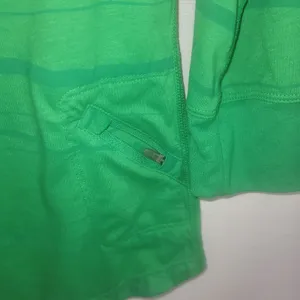 Nike DriFit Women's 1/4 Zip Running Hoodie Green Striped Pullover Hooded Shirt M thumbnail 12