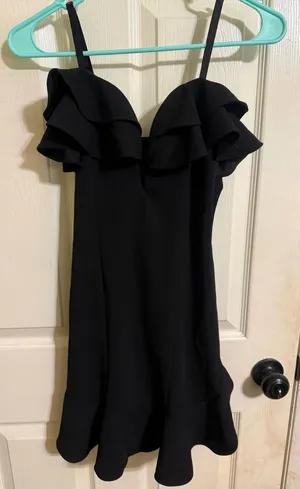 black ruffle trim dress thumbnail 1