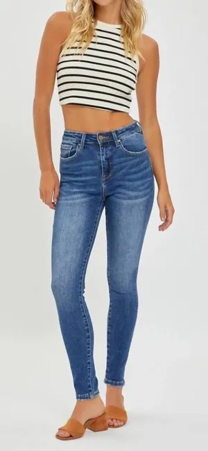Risen Jeans Womens 9/29 Dark Wash Skinny High Rise Stretch‎ RDP5607 Denim 523 thumbnail 1