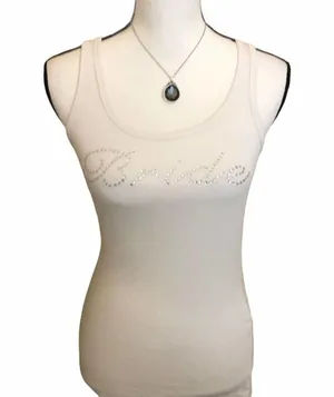 Bride Embellished Silver Rhinestone Tank Top Size M thumbnail 1