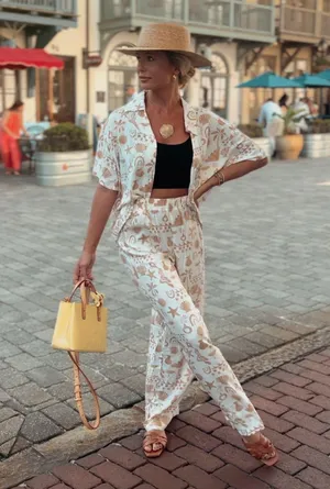 LOYO Boutique Two piece Seashell Top And Pant Set thumbnail 1