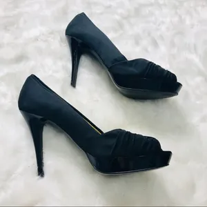 Zara Collection Black Satin High Heel Platform Pumps Size 8/ 39 thumbnail 3