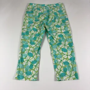 Lilly Pulitzer Capri Pants Womens 12 Multicolor Floral Twill Stretch Tropical thumbnail 3