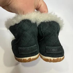 Sorel out 'N about slippers‎ black suede leather cream silver women's size 6.5 thumbnail 6