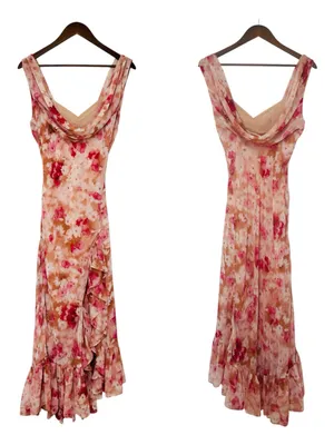ASTR Cecilia Cowl Neck Maxi Dress Small Mauve Pink Floral Wedding Guest Revolve thumbnail 3