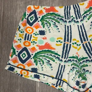 Emily McCarthy Ikat Jungle Tropical Multi Print Pima Cotton Pajama Shorts Small thumbnail 5