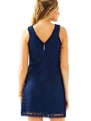 Lilly Pulitzer Women's Mango Shift Lace Knit Dress S Sleeveless Navy Blue thumbnail 2