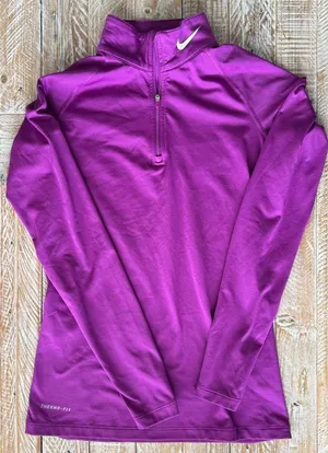 💜Nike Pro Combat Dri-FIT Quarter-Zip Pullover ~M💜 purple magenta workout gym thumbnail 1