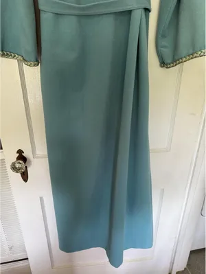 Vanity Fair Vintage Light Turquoise Wrap Robe with Braided Trim and Belt thumbnail 10