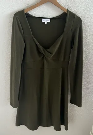Lost + Wander Green Textured Long Sleeve Green Dress Medium thumbnail 1