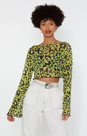 Nasty Gal Leopard Mesh Top thumbnail 1
