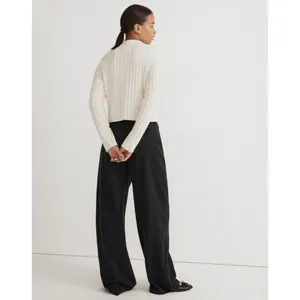 Madewell Antique Cream Ribbed Mockneck Crop Sweater Boxy Knit Pullover Wool Sz M thumbnail 3