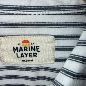 Marine Layer White Grey Stripe‎ Collar Long Sleeve Cotton Rayon Button Down M thumbnail 3