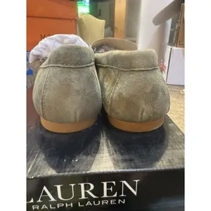 Lauren Ralph Lauren Averi Suede Slip On Loafers Size 5 Classic‎ Olive Monogram thumbnail 4
