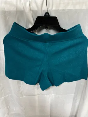 High-Waist Teal Knit Lounge Shorts thumbnail 3