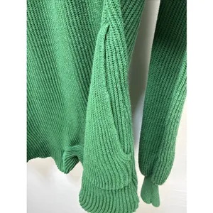 Free People Beach Picnic‎ Sweater Romper Size XS Green Cotton Linen Ribbed Knit thumbnail 4