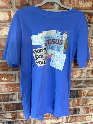 Comfort Colors Blue Christian Graphic Tee - "God's Got You" thumbnail 1