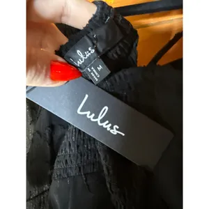 NWT Lulus Loveliest Looks Black Floral Jacquard Tie-Strap Midi Dress Party Sz M thumbnail 7