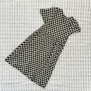Roolee Black and White Checkered Dress with Floral Embroidery thumbnail 3