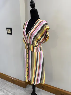 Loft Ann Taylor Striped colorful size 14 dress thumbnail 3