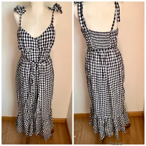 J.Crew Gingham Maxi Tie Strap Dress Size 0 - flaws thumbnail 4