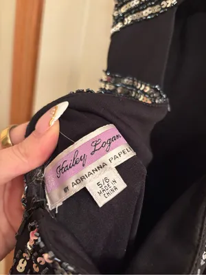 Adrianna Papell Black Maxi Gown with Silver Beading thumbnail 7