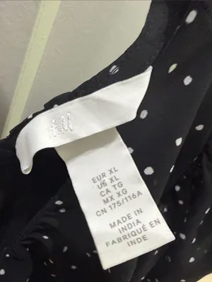 H&M Black Blouse with White Polka Dots and V-Neck thumbnail 2