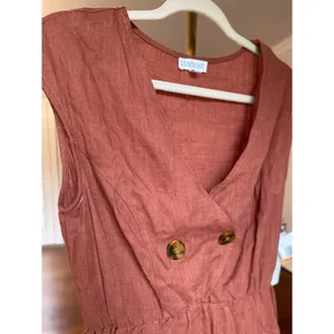 Luxology Linen Mini Dress Quiet Luxury Breathable Boho Earthy‎ Parisian Scandi S thumbnail 5
