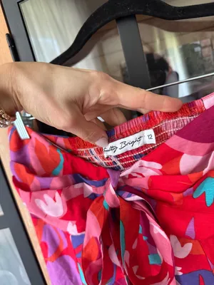Petal and Pup Halter Maxi Dress colorful tropical Strawberry Abstract print midi vacation thumbnail 3