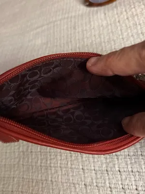 Coach White Wristlet Clutch with Red, Pink and Orange Heart Appliqués thumbnail 4