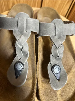 Birkenstock Taupe Braided Suede Thong Sandals thumbnail 5