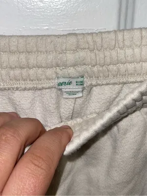 Aerie Cream Sweatpants with Colorful Letter Patches - Size Medium thumbnail 3