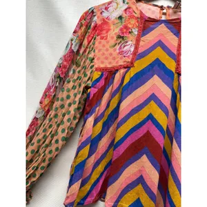 Bl^nk London Anthropologie‎ Miranda Peasant Blouse XSP Floral Boho Artsy Top thumbnail 4