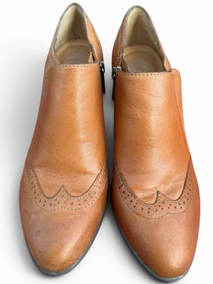 Nurture Haddie Brown Leather Shootie Booties Wingtip Heels‎ Size 7M thumbnail 10
