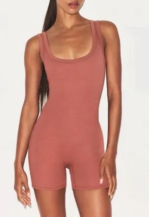 Skims Pink Maybe Tank Ribbed One Piece Romper Shorts Size Small thumbnail 1