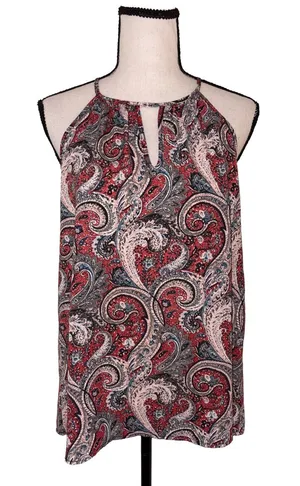 Vintage Renee C. Y2K Paisley High Neck Swing Tank Top Large Made in USA thumbnail 1