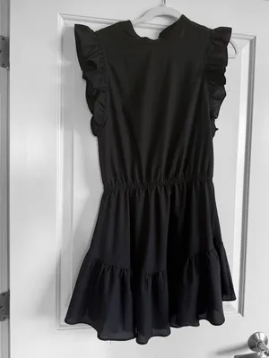 TCEC Black Ruffle Sleeve Tiered Mini Dress Size M thumbnail 2