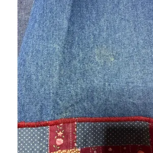 Vintage Women XL Patchwork Denim Vest Blue‎ Folk Art House Applique Artistic thumbnail 3