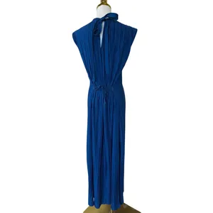 Atlein Navy Blue Plisse Pleated Midi Dress XS Shift Career Office Designer $260 thumbnail 5