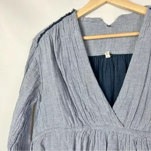 Free‎ People All Who Wander Blue Stripe Wrap Long Sleeve M thumbnail 5