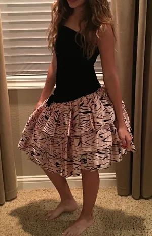 Retro Pink Zebra Print Strapless Dress thumbnail 1