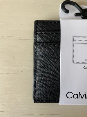 Calvin Klein NWT leather cardholder with gold logo in black thumbnail 7