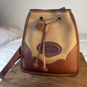 Rancho Dorado Tan/ Brown Leather Bucket Bag thumbnail 1