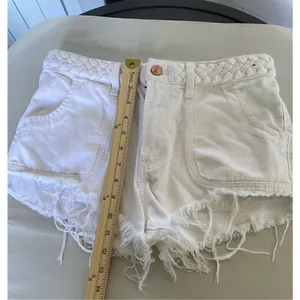 Abercrombie & Fitch High Rise Braided Waist Fringe Hem Festival Shorts White Sz4 thumbnail 4