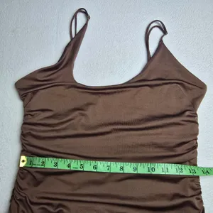 Oh Polly 37Y Chocolate Brown Ruched Bodycon Mini Dress Adjustable Straps US‎ 8 thumbnail 8