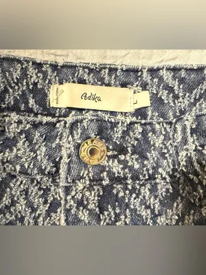 Adika Blue Chevron-Patterned Distressed Denim Shorts thumbnail 3