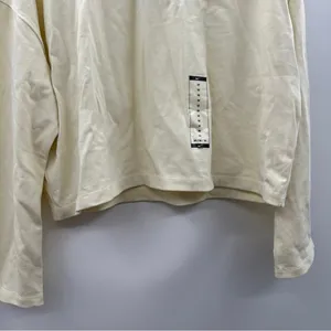 Nike‎ Solid Cream Long Sleeve Cropped Oversized Pullover Sweatshirt Size M NWT thumbnail 3