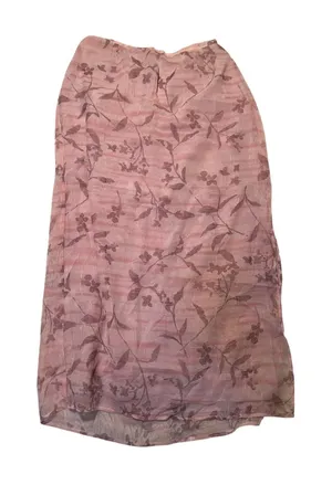 Vintage Norton McNaughton Women's Size Large Midi Skirt Light Pink Mauve Floral thumbnail 1